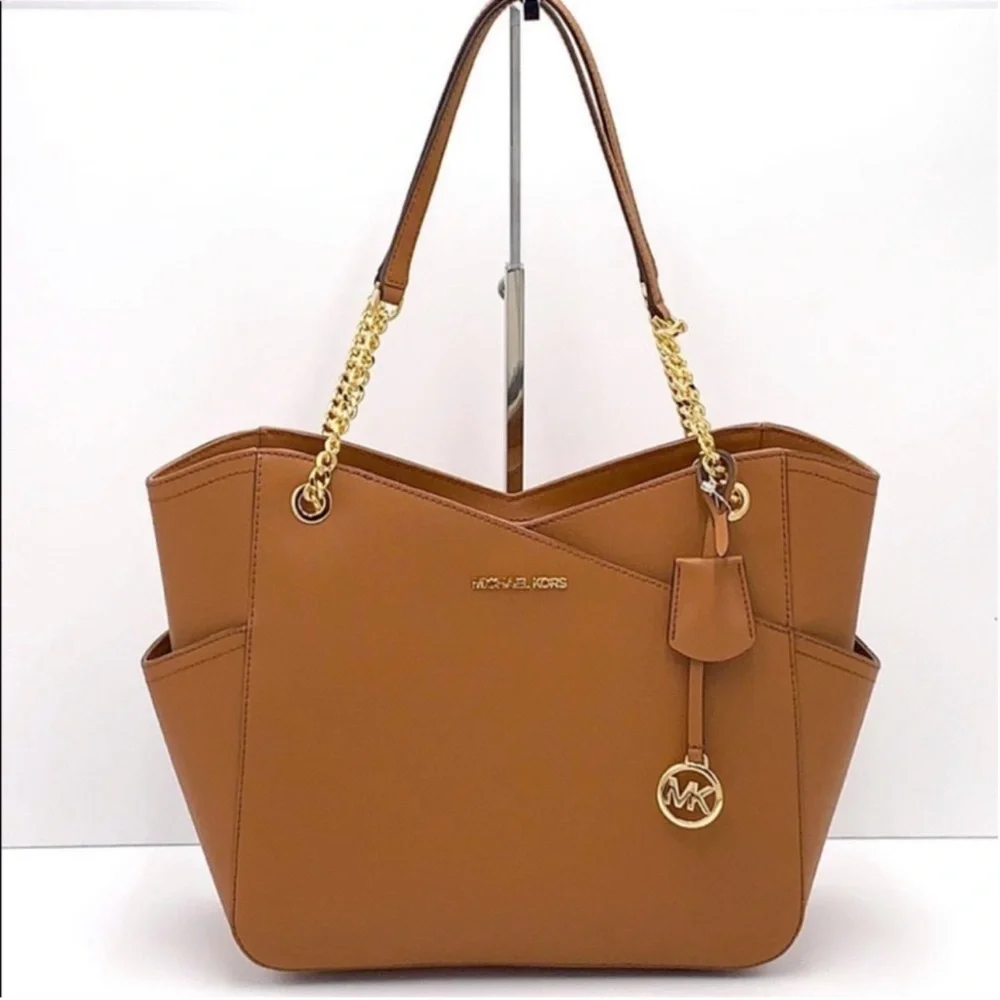 Michael Kors Large X Chain Shoulder Tote Bag Luggage - Picture 8 of 10